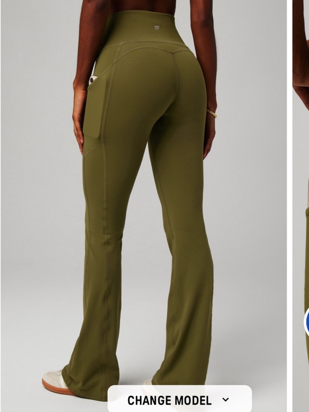 Fabletics Utility Green Oasis PureLuxe High-Waisted Pocketed Kick Flare - Picture 3 of 10